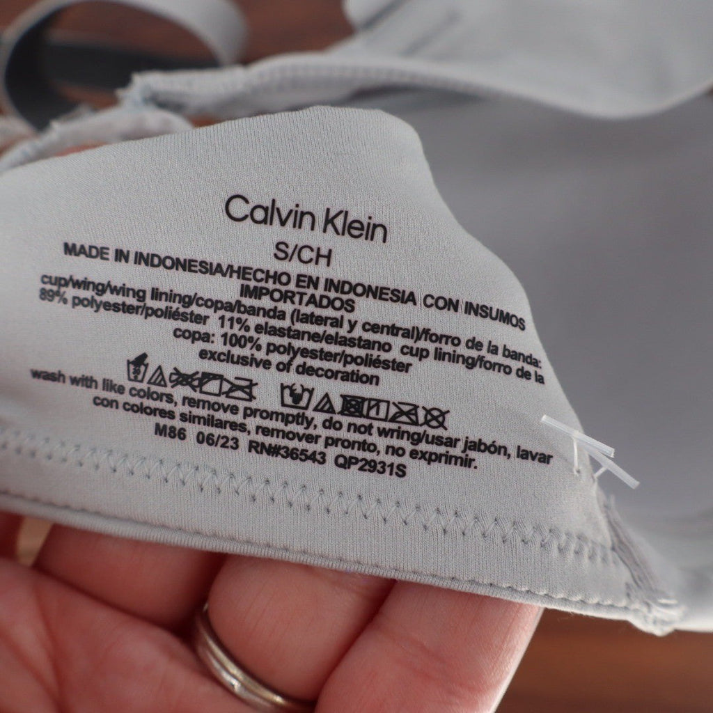 Calvin Klein Light Grey Wireless T-Shirt Bra Logo Straps QP2931S Small