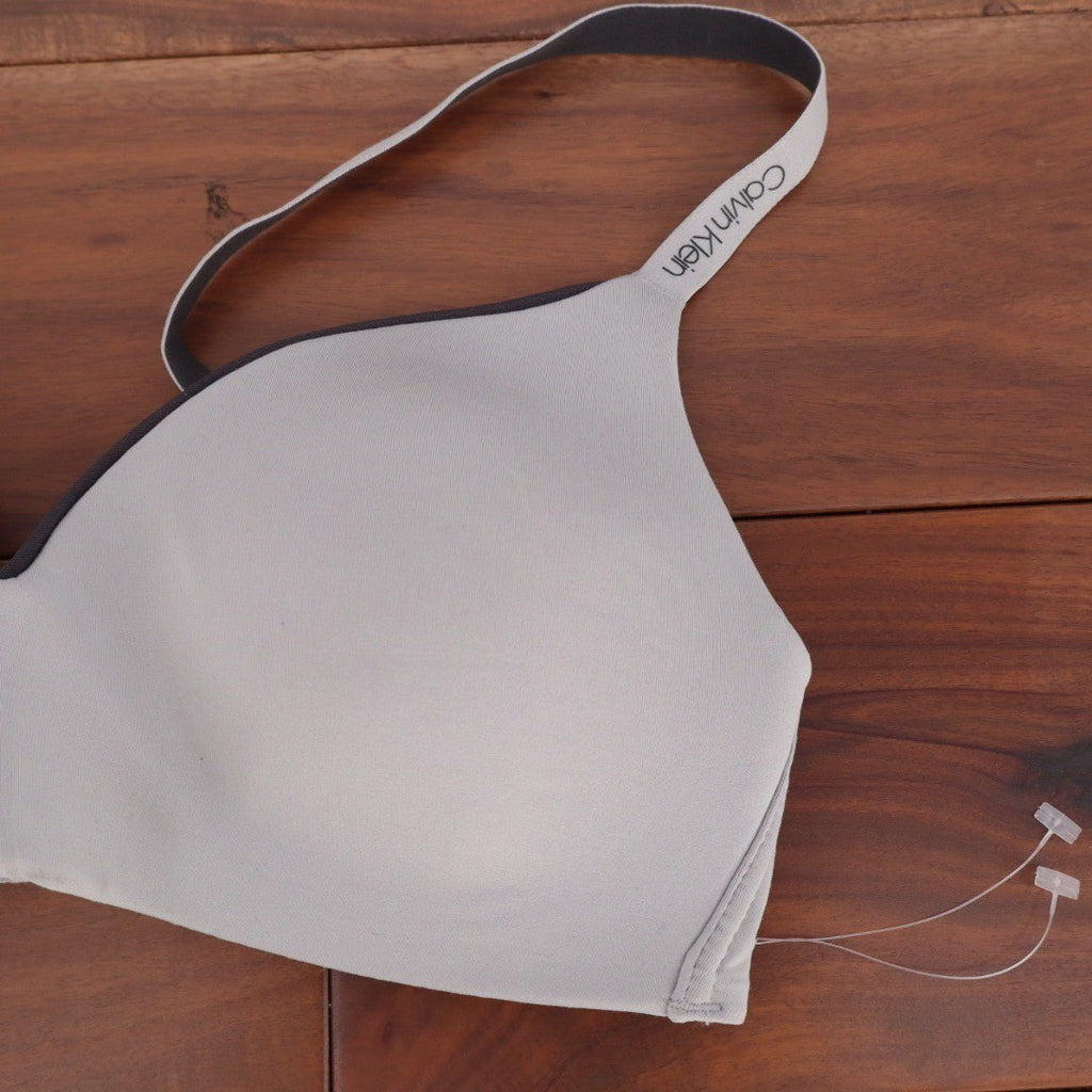 Calvin Klein Light Grey Wireless T-Shirt Bra Logo Straps QP2931S Small