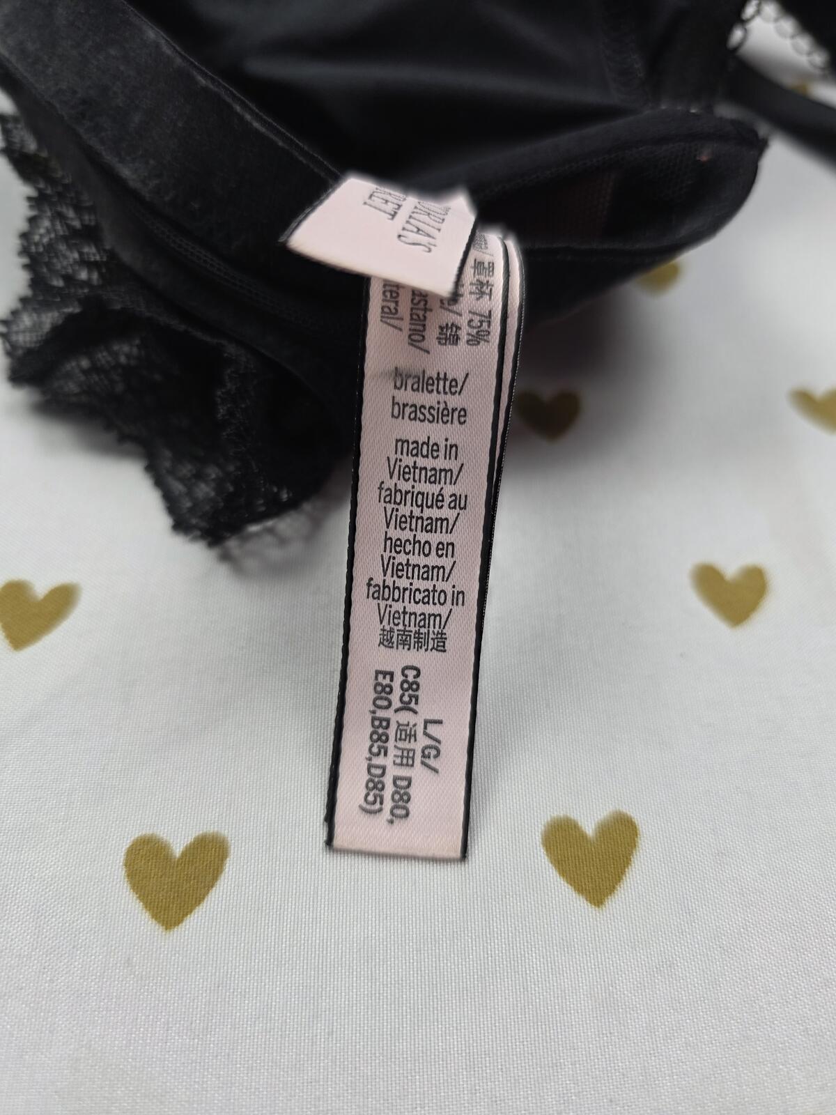 Victorias Secret Black LARGE Velvet Lined Sexy Bralette Bra Top Tank
