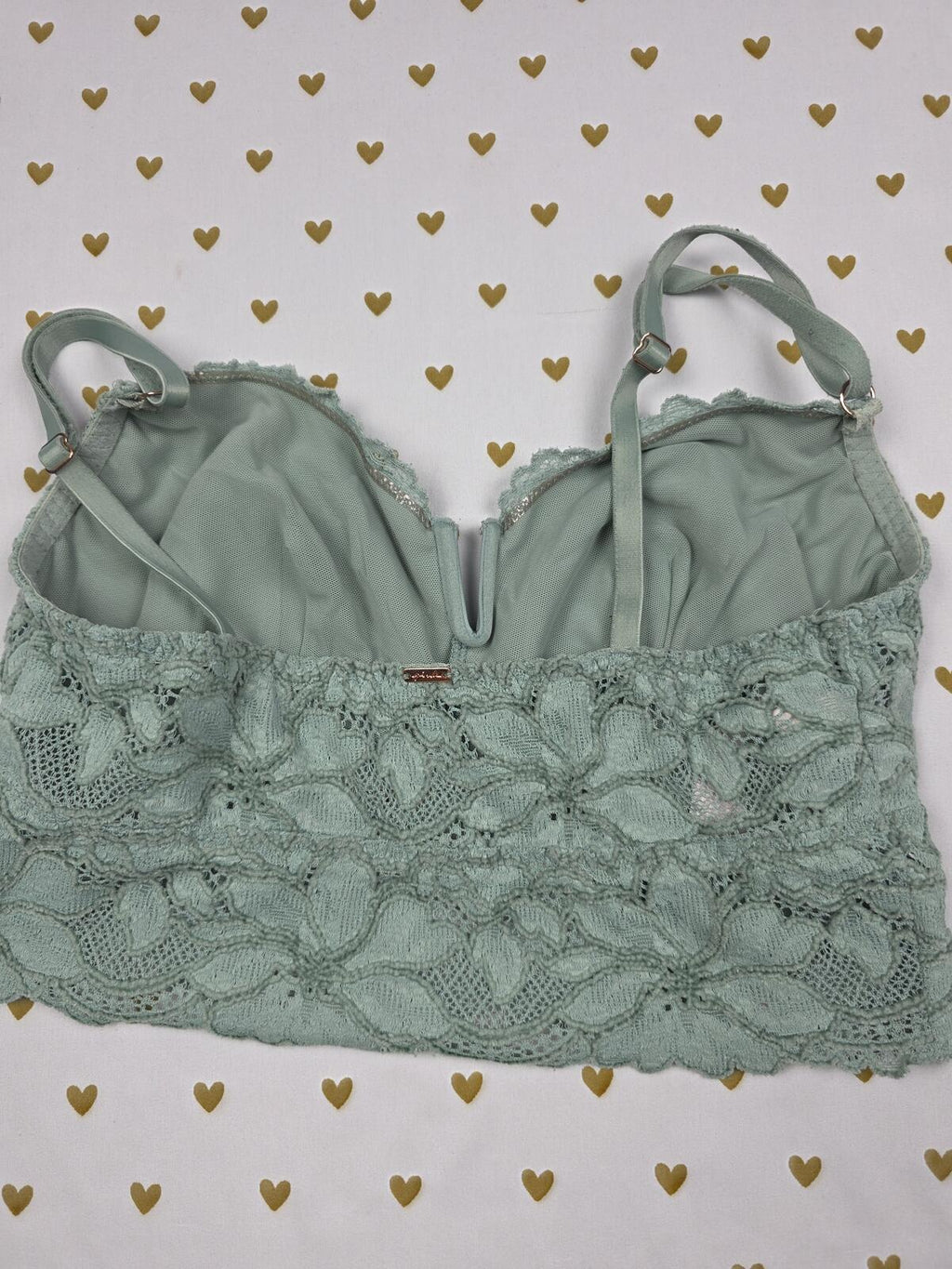 Victorias Secret Pink Green Lace Cute Small Bralette Bra Top Tank