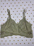 Victorias Secret Green Lace Cute Sheer MEDIUM Bralette Bra Top Tank