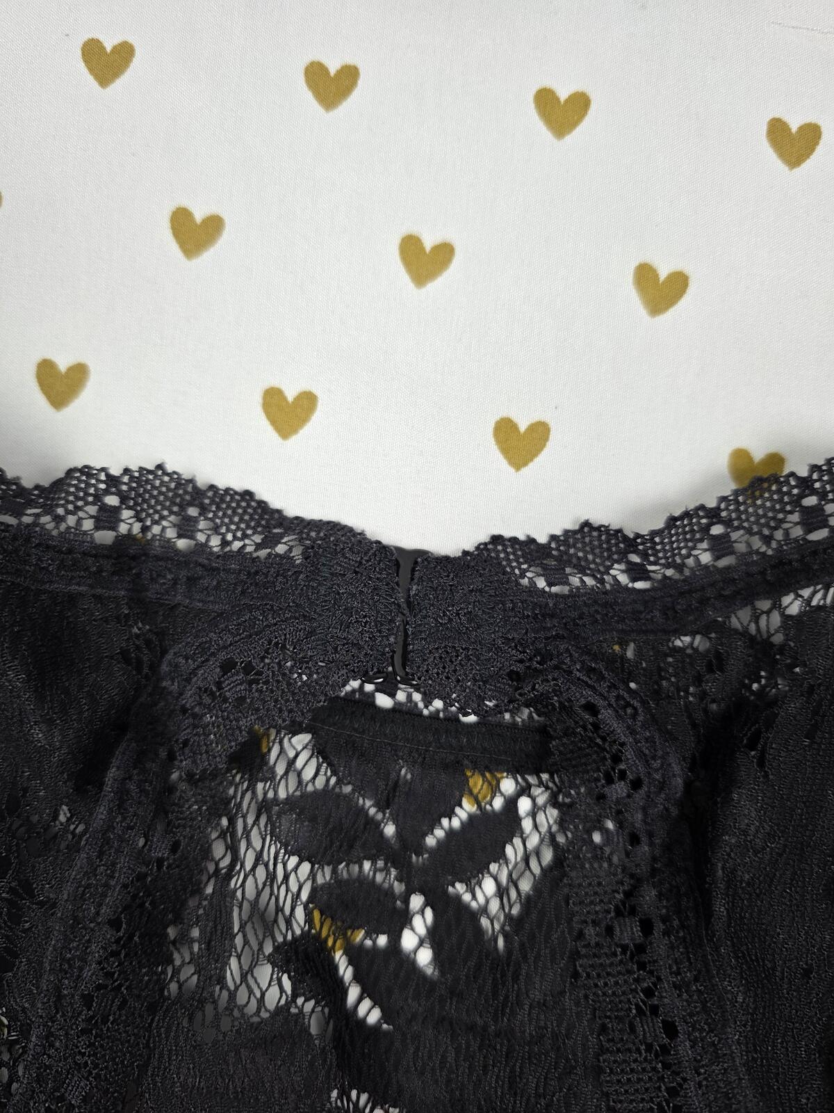 Victorias Secret Black High Line Lace Sexy MEDIUM Bralette Bra Top Tank
