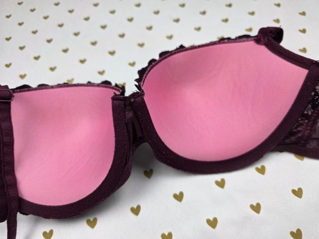 Victorias Secret PINK Maroon Date Push Up Bra 32DD