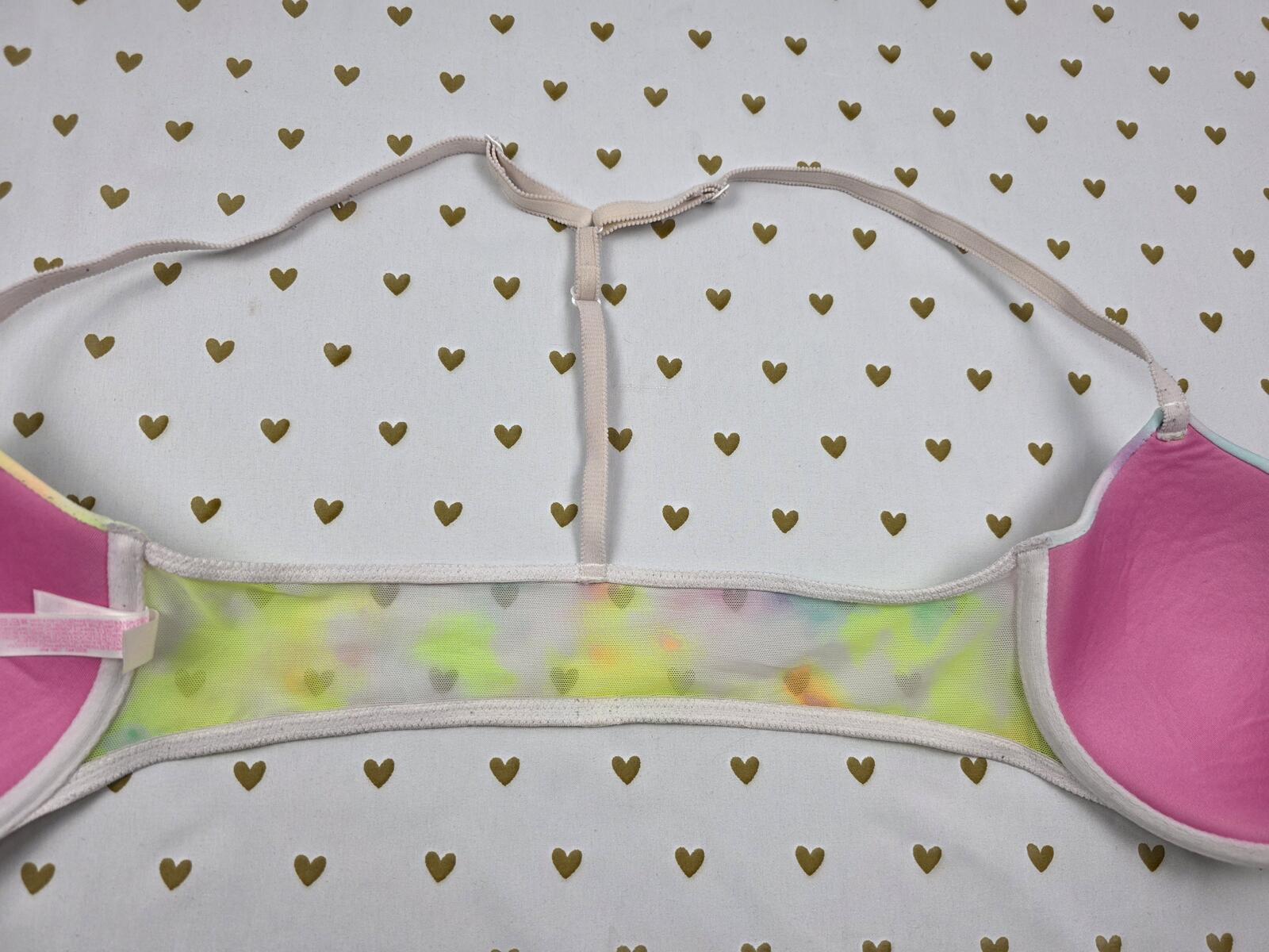 Victorias Secret  PINK Vintage Tye Dye Front Close racerback Demi 32D Bra