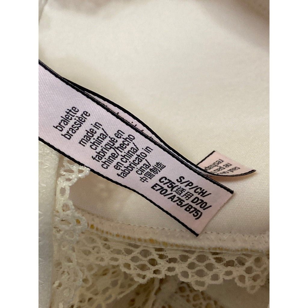 Victoria's Secret Women's Cream Floral Lace Racerback Wireless Bralette Bra S