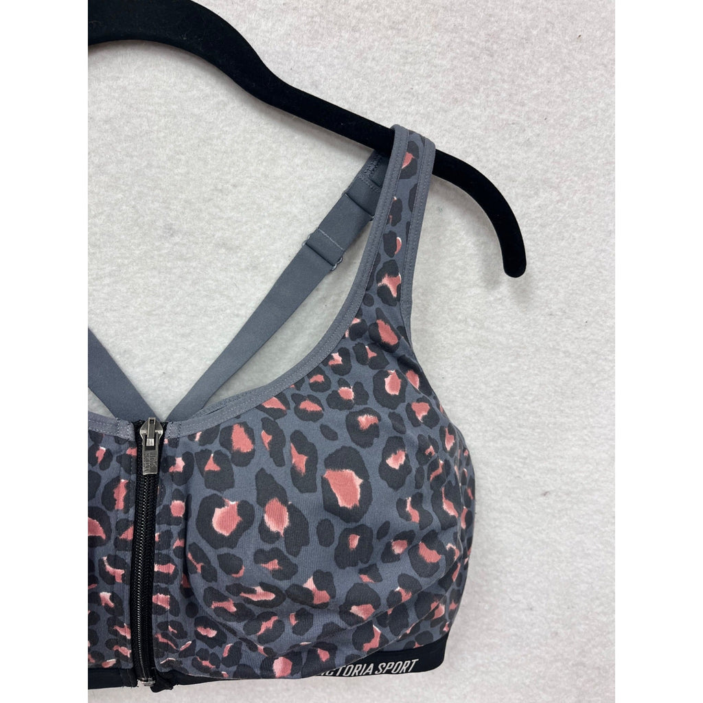 Victoria Sport 36DDD Leopard Print Front-Close Sports Bra #8742