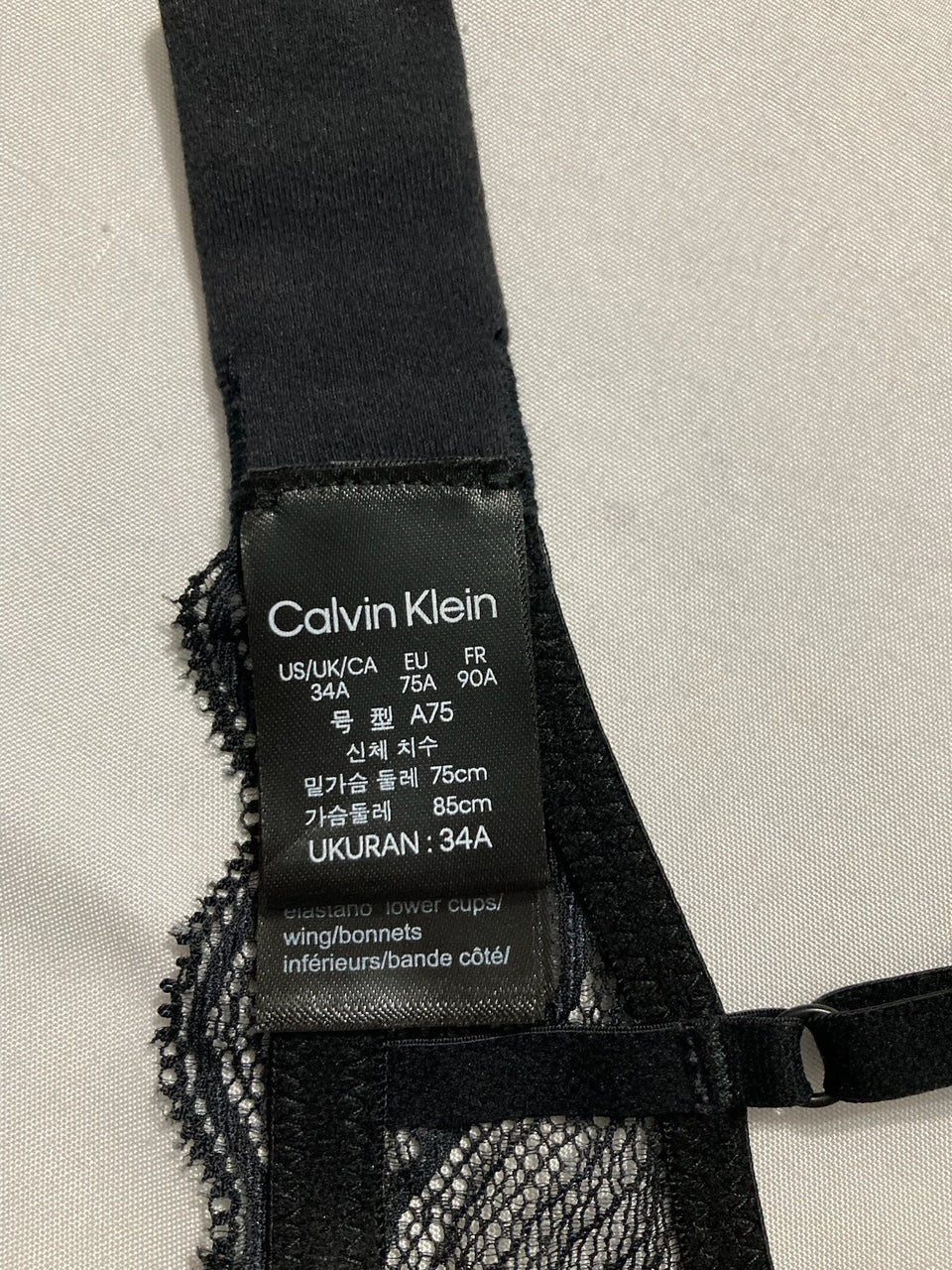 CALVIN KLEIN Graphic Lace Unlined Balconette Bra BLACK 34A