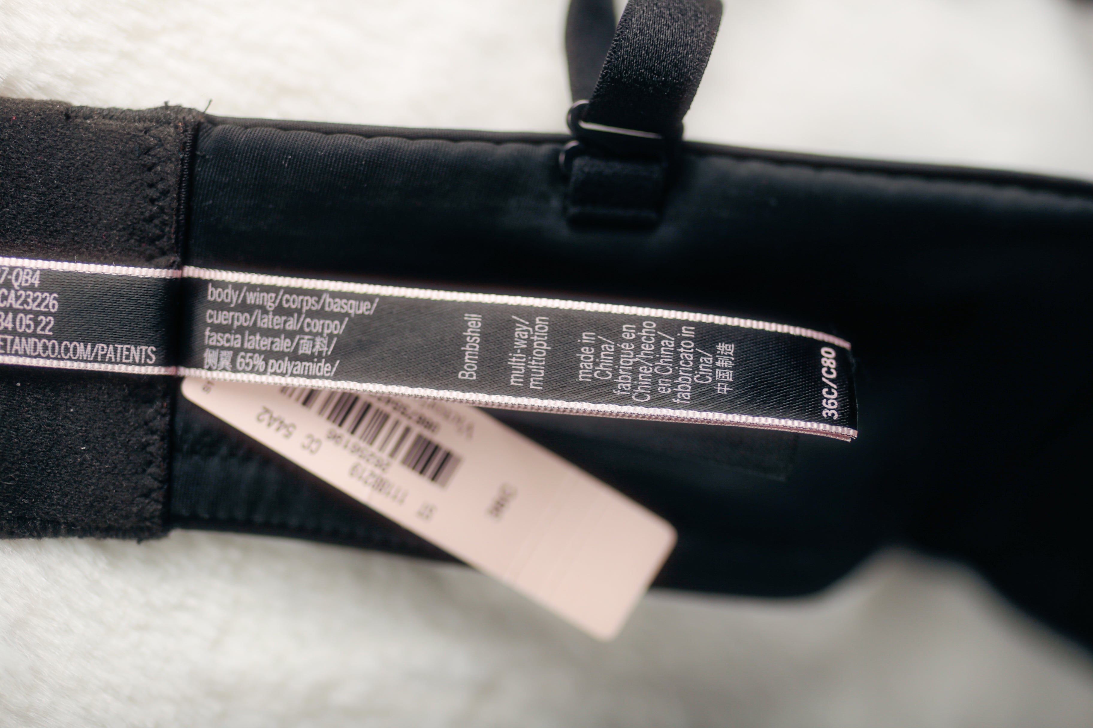 Victoria's Secret 36D Bombshell Multiway Convertible Bra Black Satin NEW