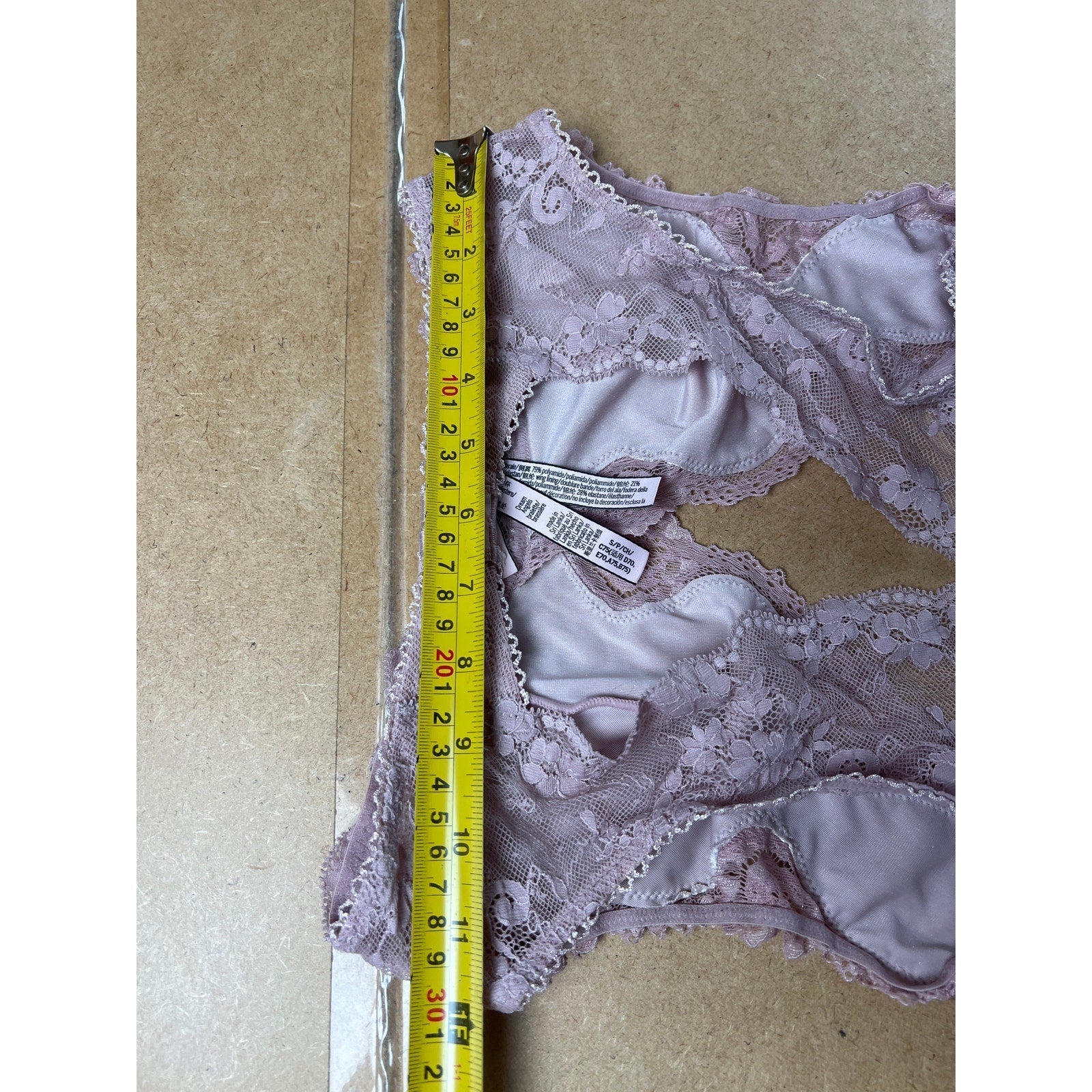 Victoria Secret Womens M Pink Lace Bralette Racerback Wireless Hook & Eye Back