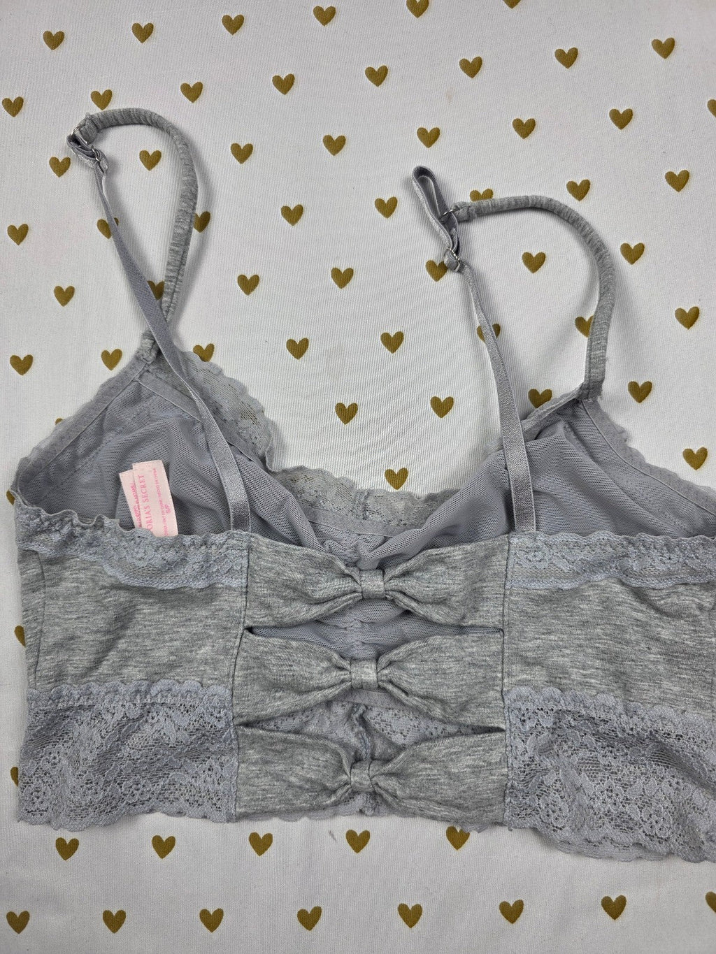Victorias Secret Stretchy Bow Open Back CUTE SMALL Bralette Bra Top Tank