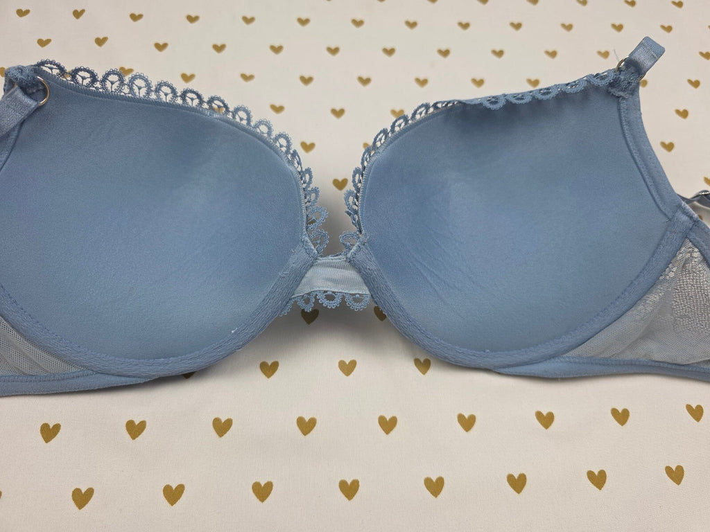Victorias Secret Blue Lace Very Sexy Push Up Bra 36C