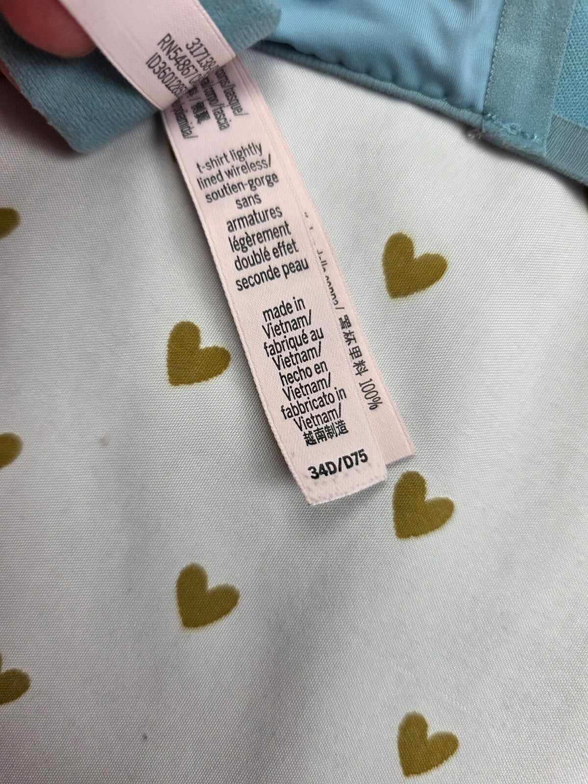 Victorias Secret Wireless No Wire Blue T shirt Lightly Lined Bra 34D