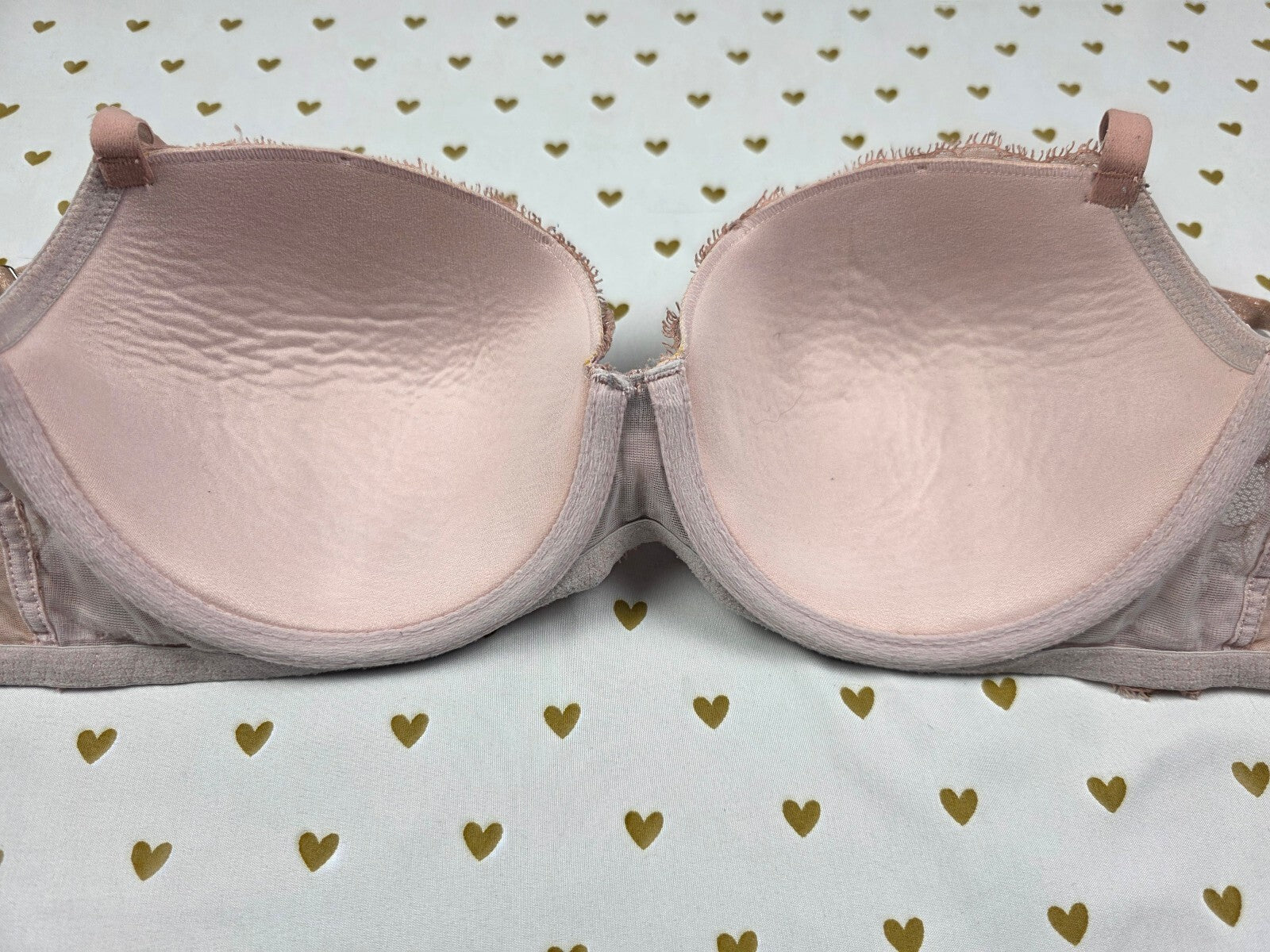 Victorias Secret Floral Accent Dream Angels Lined Demi Balconette Bra 32DDD